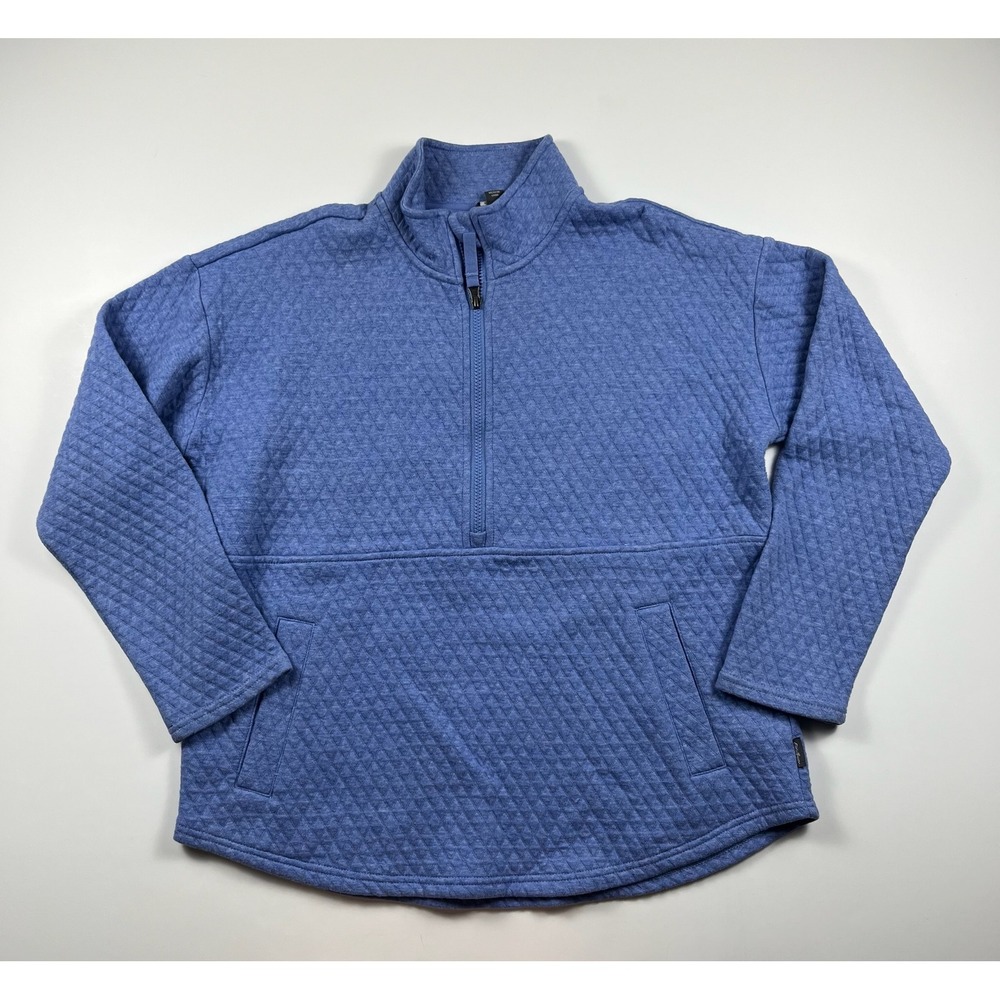 Eddie Bauer Womens Blue Quilted Quarter Zip Pullover Sweatshirt Large L